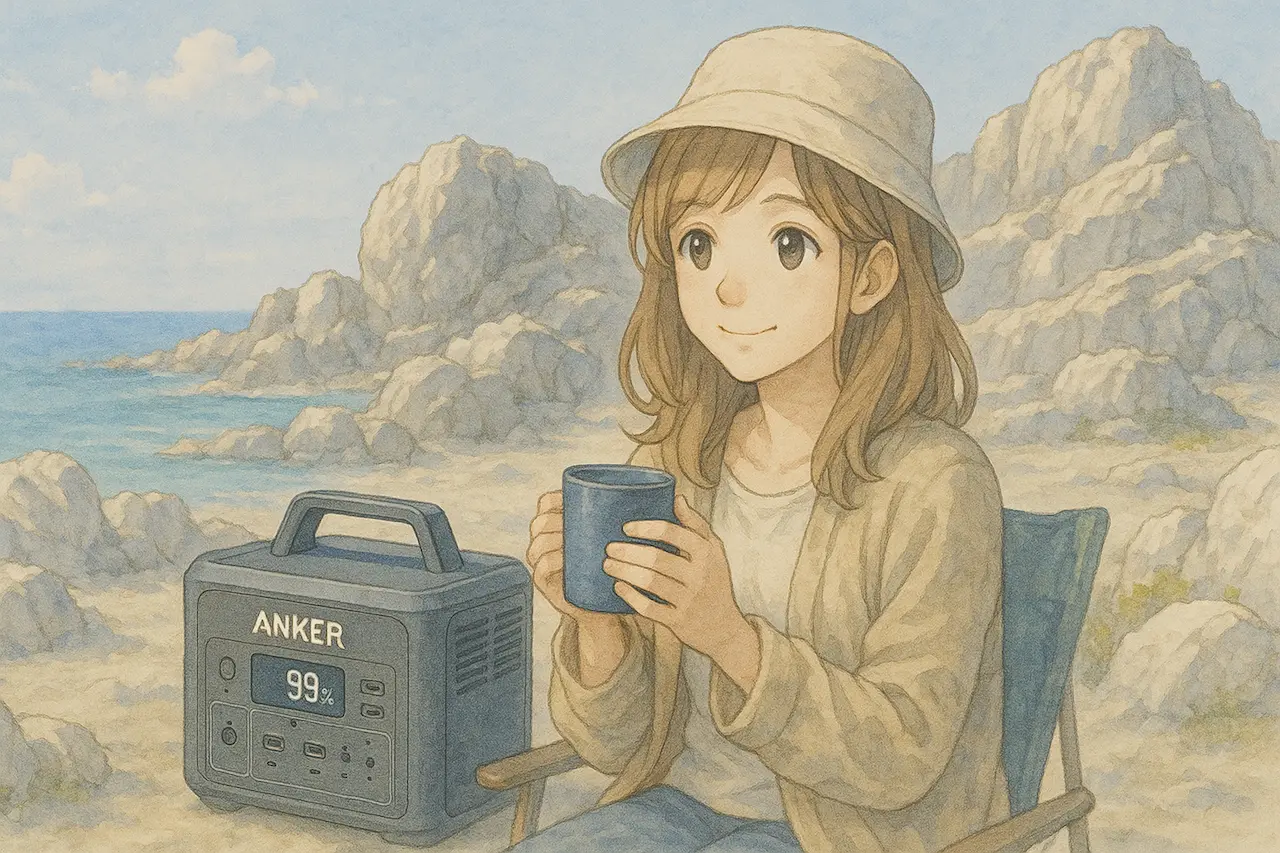 日本のエーゲ海でanker solix c1000を使っている