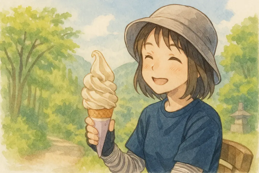 那智黒ソフトクリームはこんな感じ。