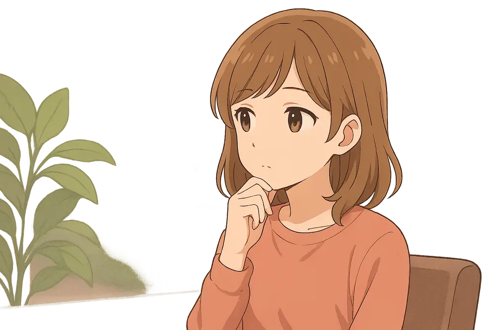 窓の外を見て、歯のケアが足りなかったことを後悔。