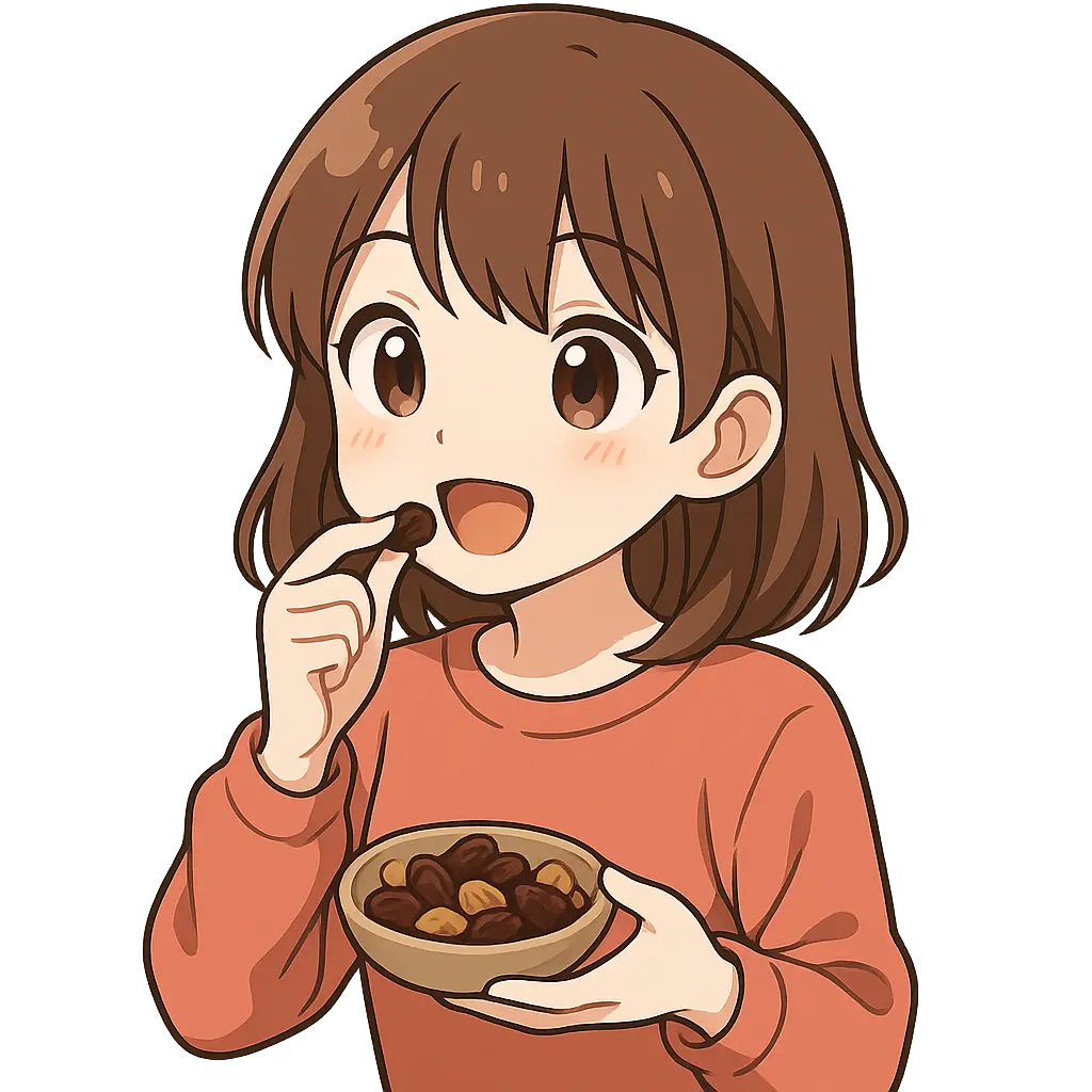 レーズンを食べている様子