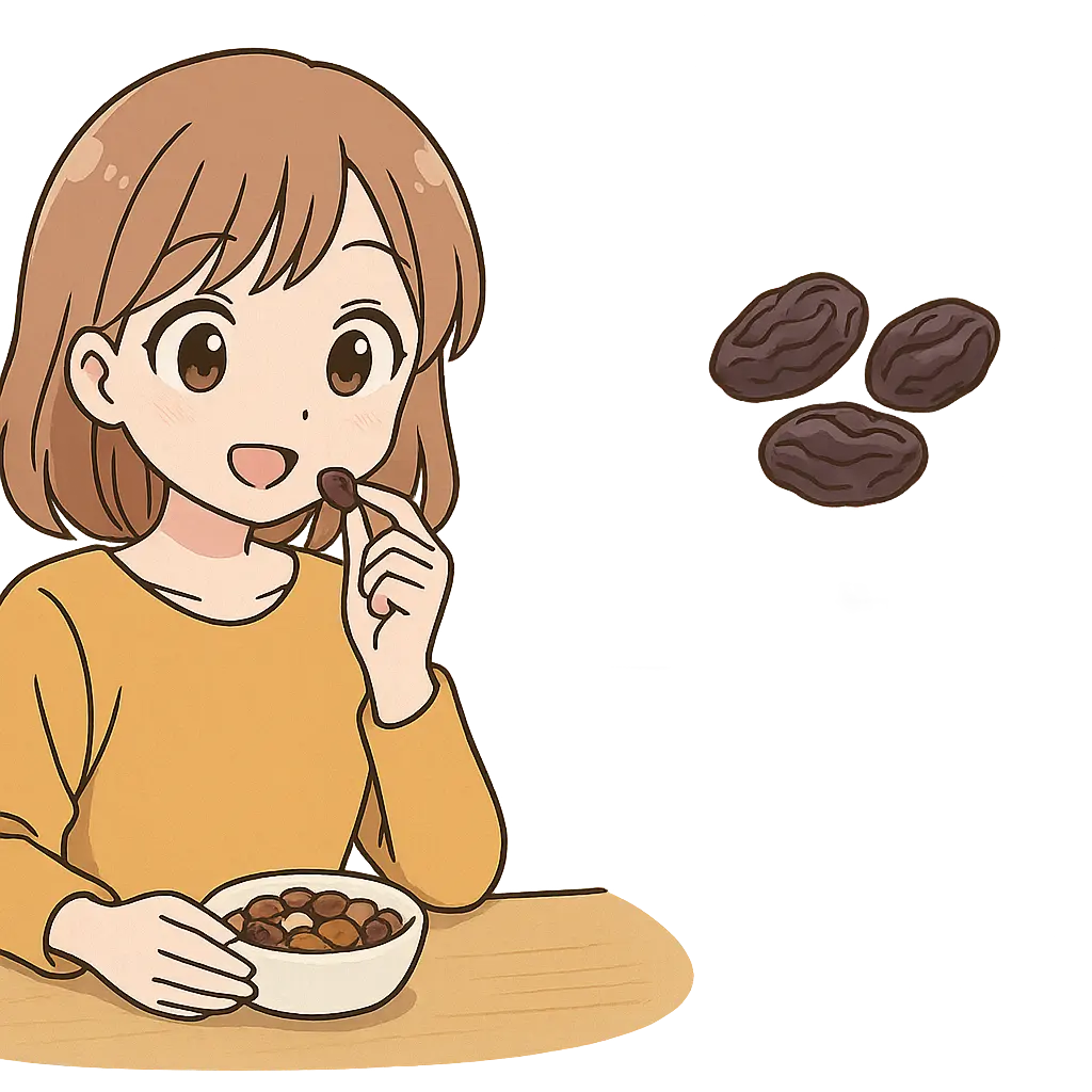 レーズンを食べている様子