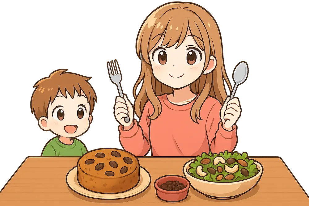 炊飯器で作るレーズン入りバナナケーキ
サラダのトッピングに(ミックスナッツと合わせて)