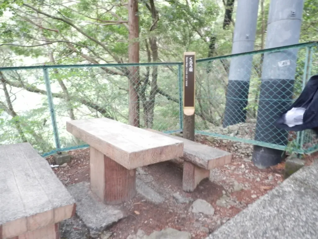 吊り橋の先は急な登り坂