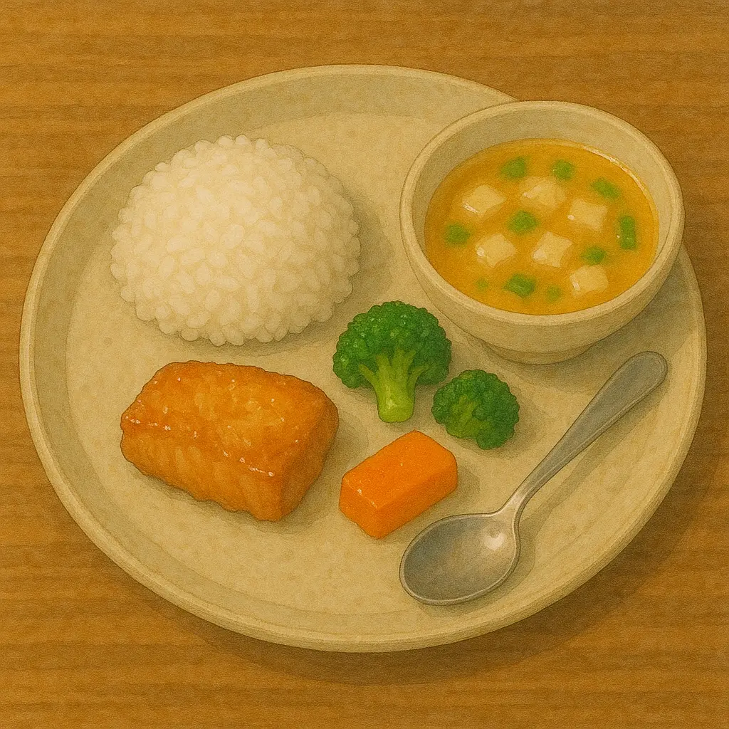 一つの皿に食べるものをのせる。