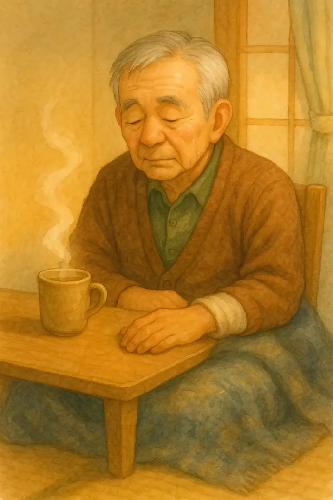 今日はがんばるのをやめようとお茶の湯気を見ている。