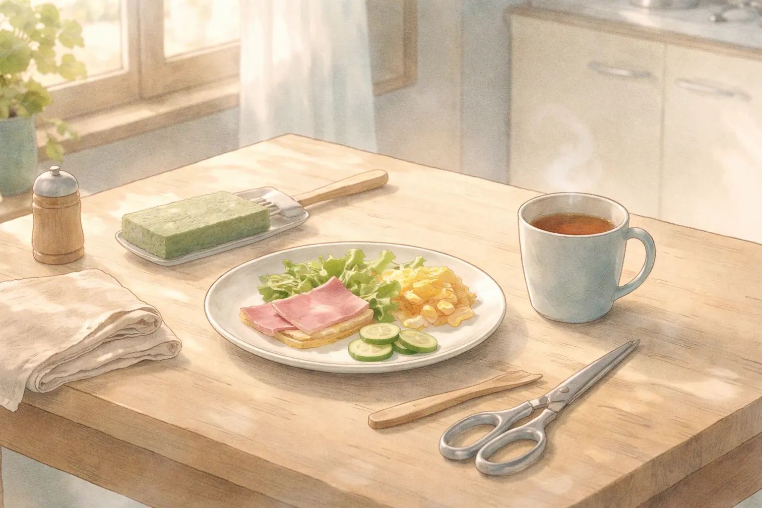 骨折中、片手生活で家事が止まりがちだった日の静かな食卓