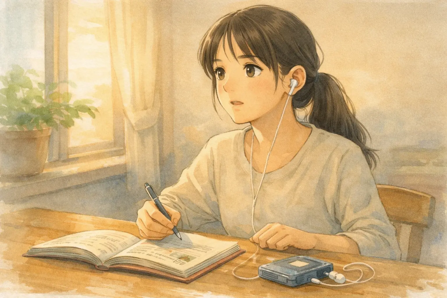 ポルトガル語を聞きながら小さく気づく女性